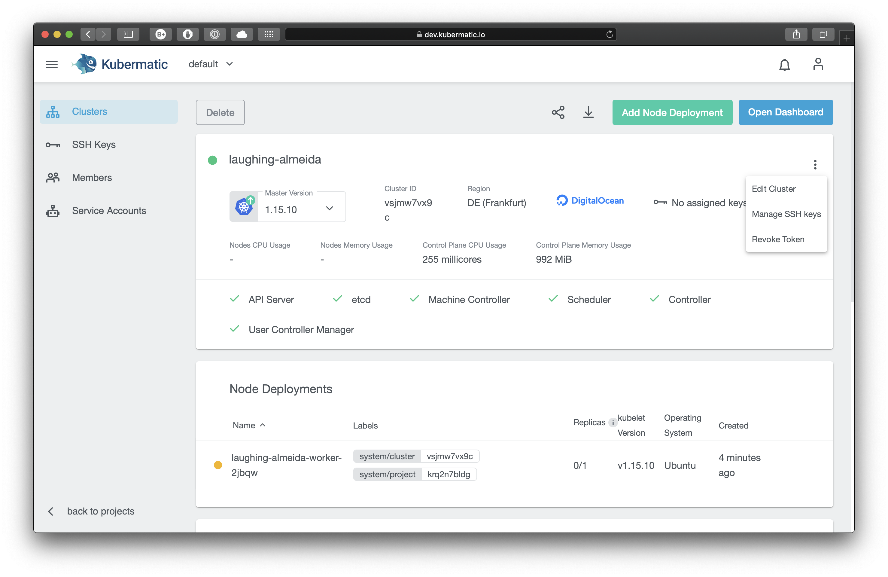 Roll out more cluster details