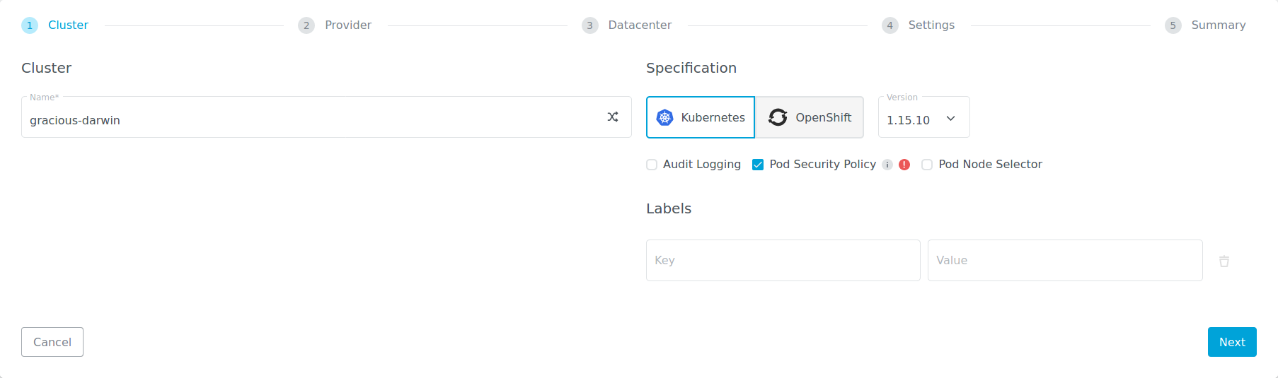 Create Cluster